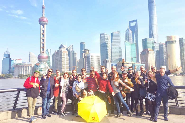 Desfrutando do free tour por Shanghai